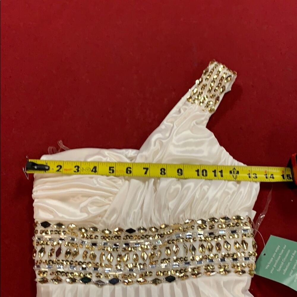My Michelle One Shoulder Pleated Jeweled Gown - Picture 7 of 14